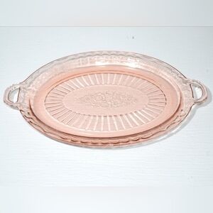 Pink Depression Glass Serving Platter